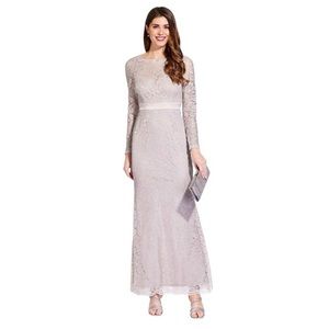 Adrianna Papell Lace Long Dress Size 14 Icy Lavender